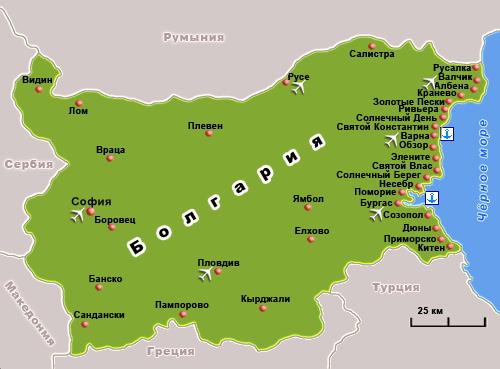 Горнолыжные курорты Болгарии карта